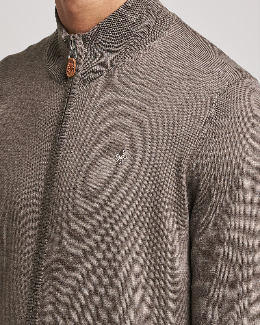 Uomini | Maglieria | Morris | Merino Zip Cardigan Brown