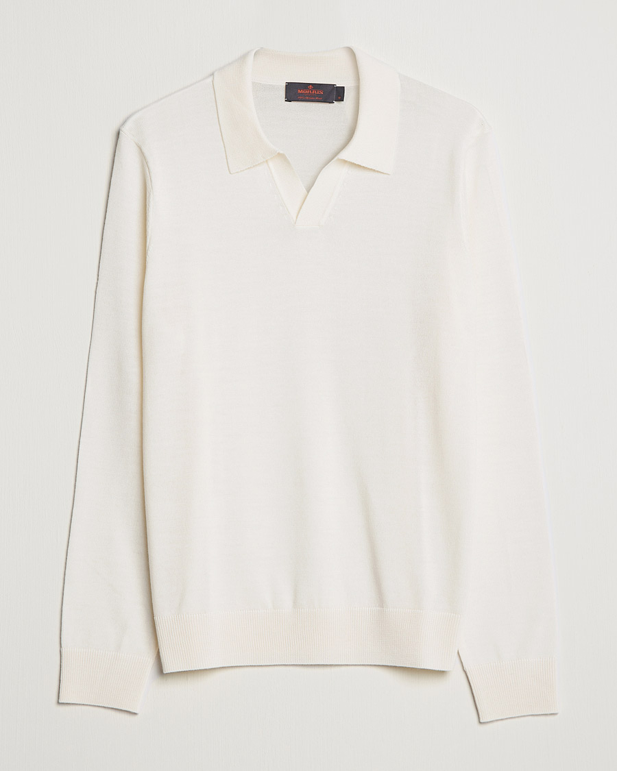 Uomini | Maglieria | Morris | Delon Merino Knitted Polo Shirt Off White