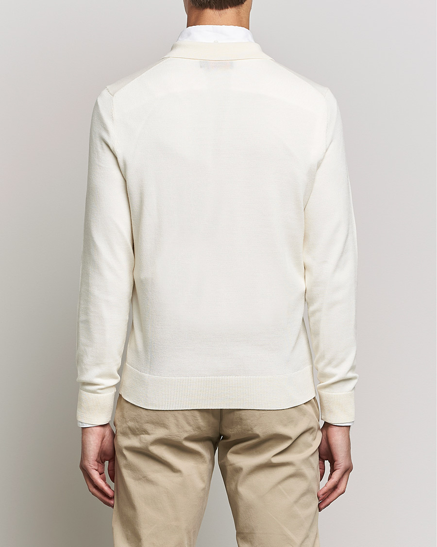 Uomini | Maglieria | Morris | Delon Merino Knitted Polo Shirt Off White