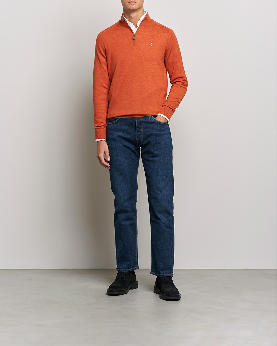 Uomini | Maglieria | Morris | John Merino Half Zip Orange