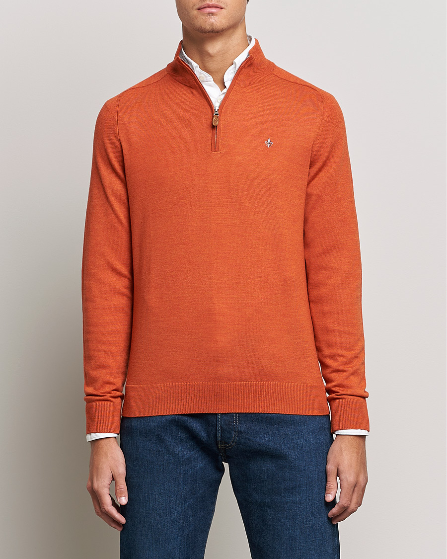 Uomini | Maglieria | Morris | John Merino Half Zip Orange