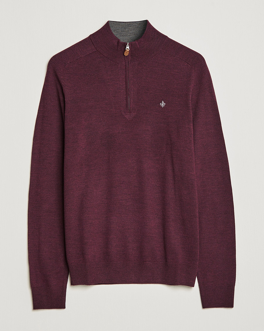Uomini | Maglieria | Morris | John Merino Half Zip Burgundy