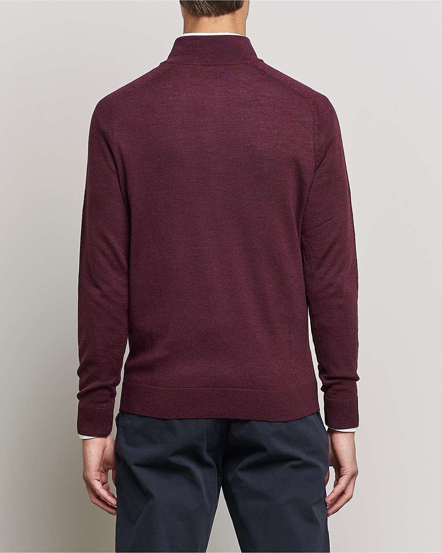 Uomini | Maglieria | Morris | John Merino Half Zip Burgundy