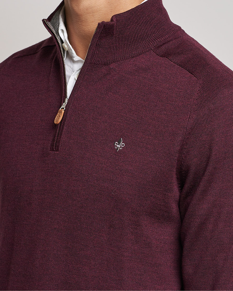 Uomini | Maglieria | Morris | John Merino Half Zip Burgundy