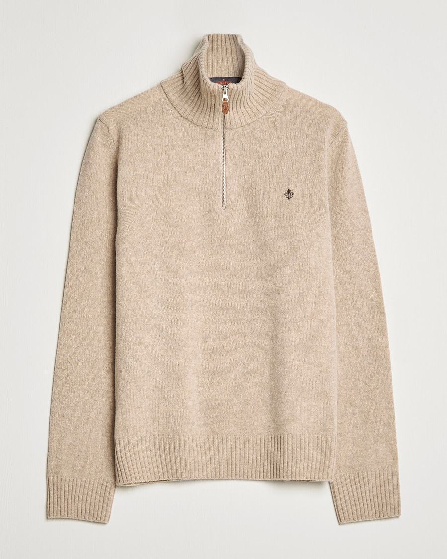Uomini | Maglieria | Morris | Kieran Wool Half Zip Khaki