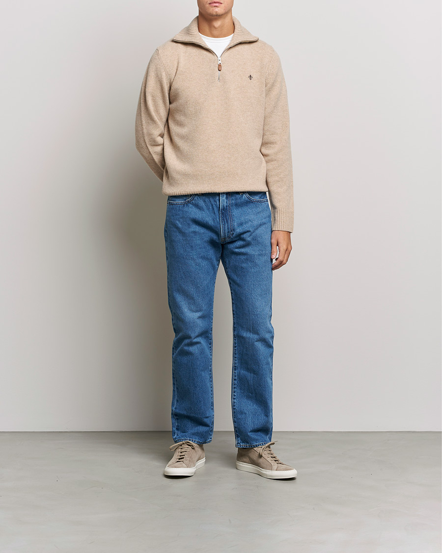 Uomini | Maglieria | Morris | Kieran Wool Half Zip Khaki