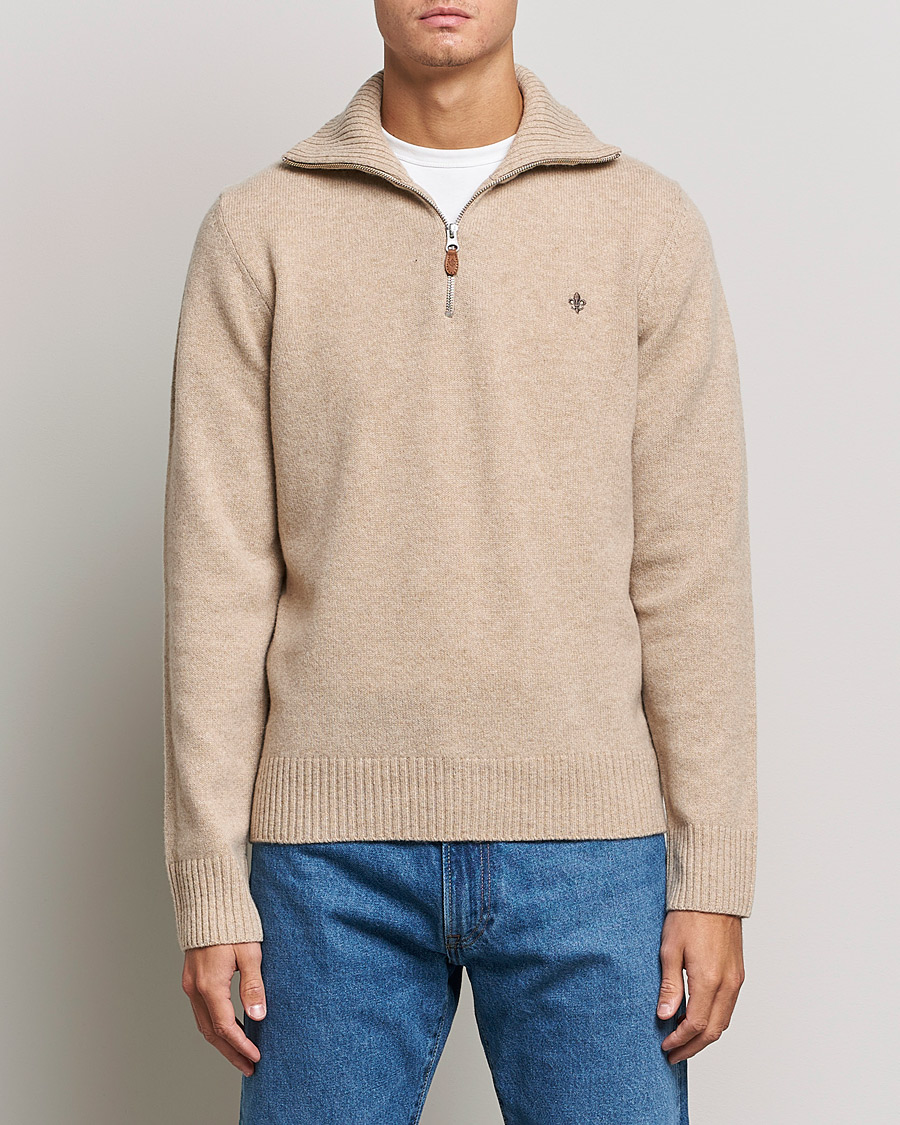 Uomini | Maglieria | Morris | Kieran Wool Half Zip Khaki