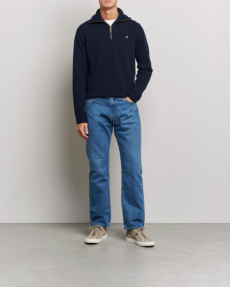 Uomini | Maglieria | Morris | Kieran Wool Half Zip Navy