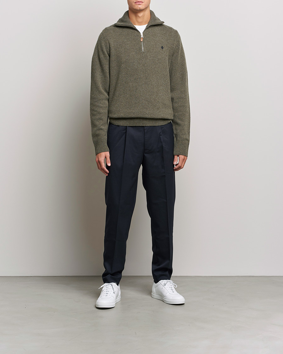 Uomini | Maglieria | Morris | Kieran Wool Half Zip Olive