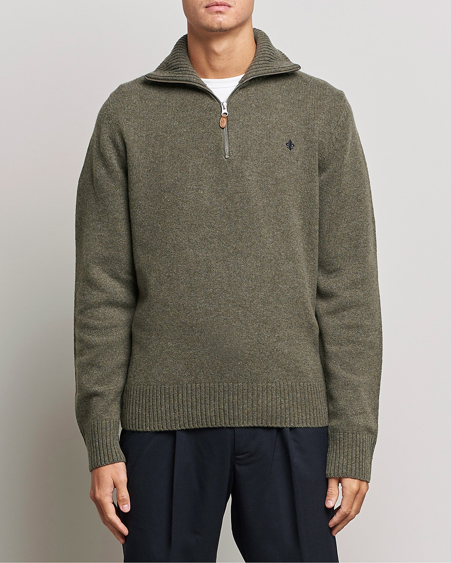 Uomini | Maglieria | Morris | Kieran Wool Half Zip Olive