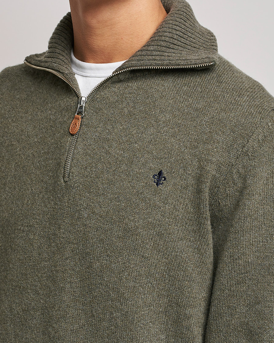 Uomini | Maglieria | Morris | Kieran Wool Half Zip Olive