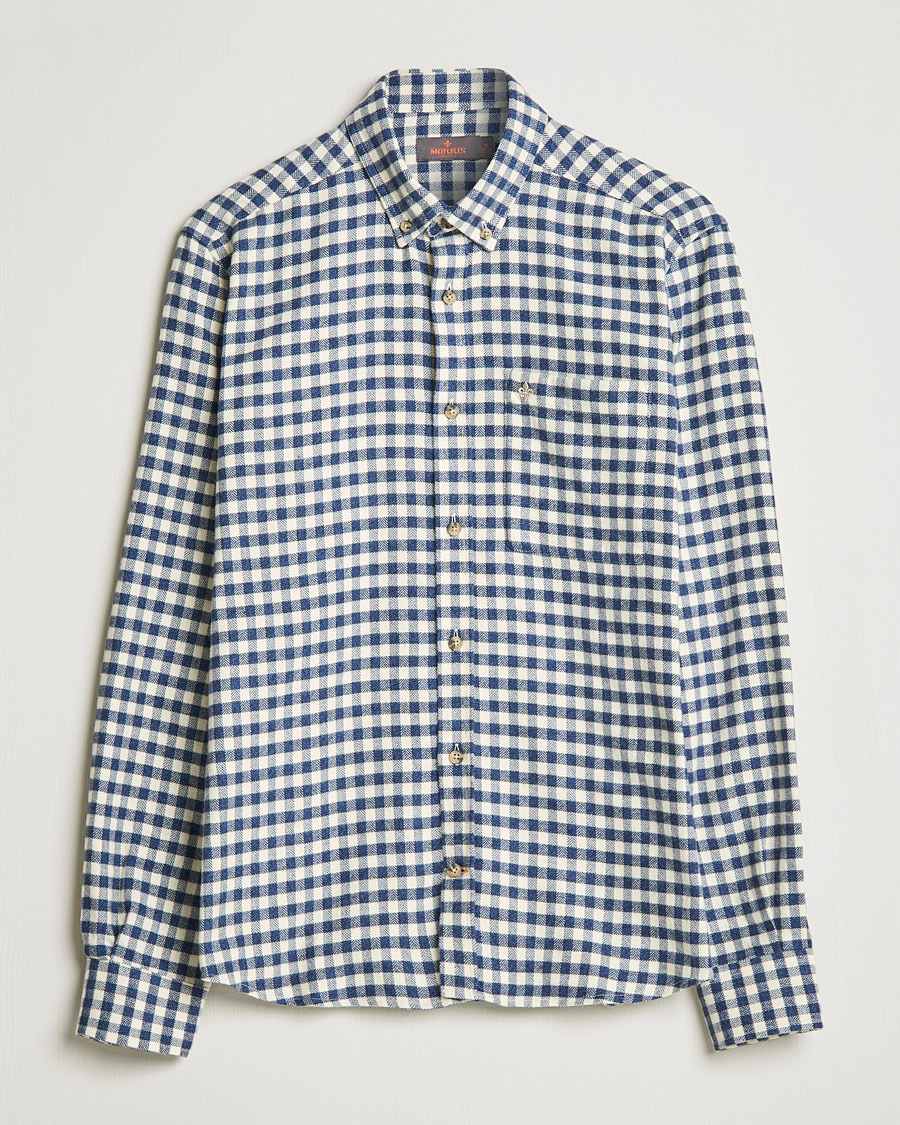 Uomini | Camicie | Morris | Brushed Twill Checked Shirt Navy/White
