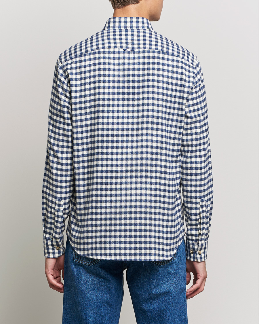Uomini | Camicie | Morris | Brushed Twill Checked Shirt Navy/White