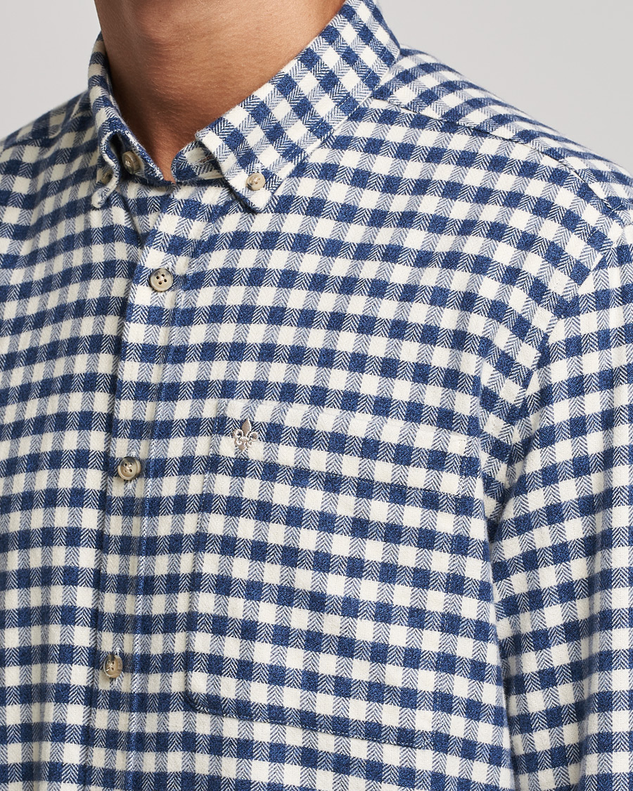 Uomini | Camicie | Morris | Brushed Twill Checked Shirt Navy/White