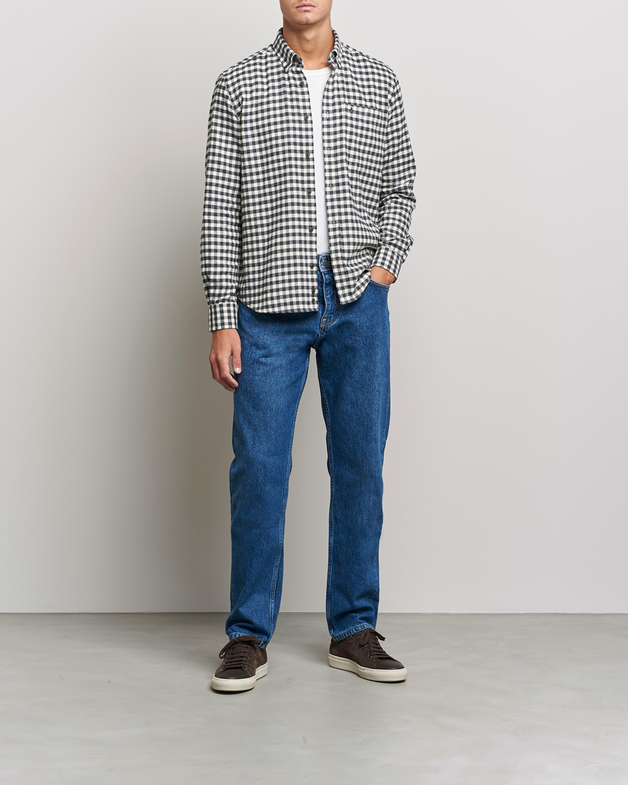 Uomini | Camicie | Morris | Brushed Twill Checked Shirt Grey/White