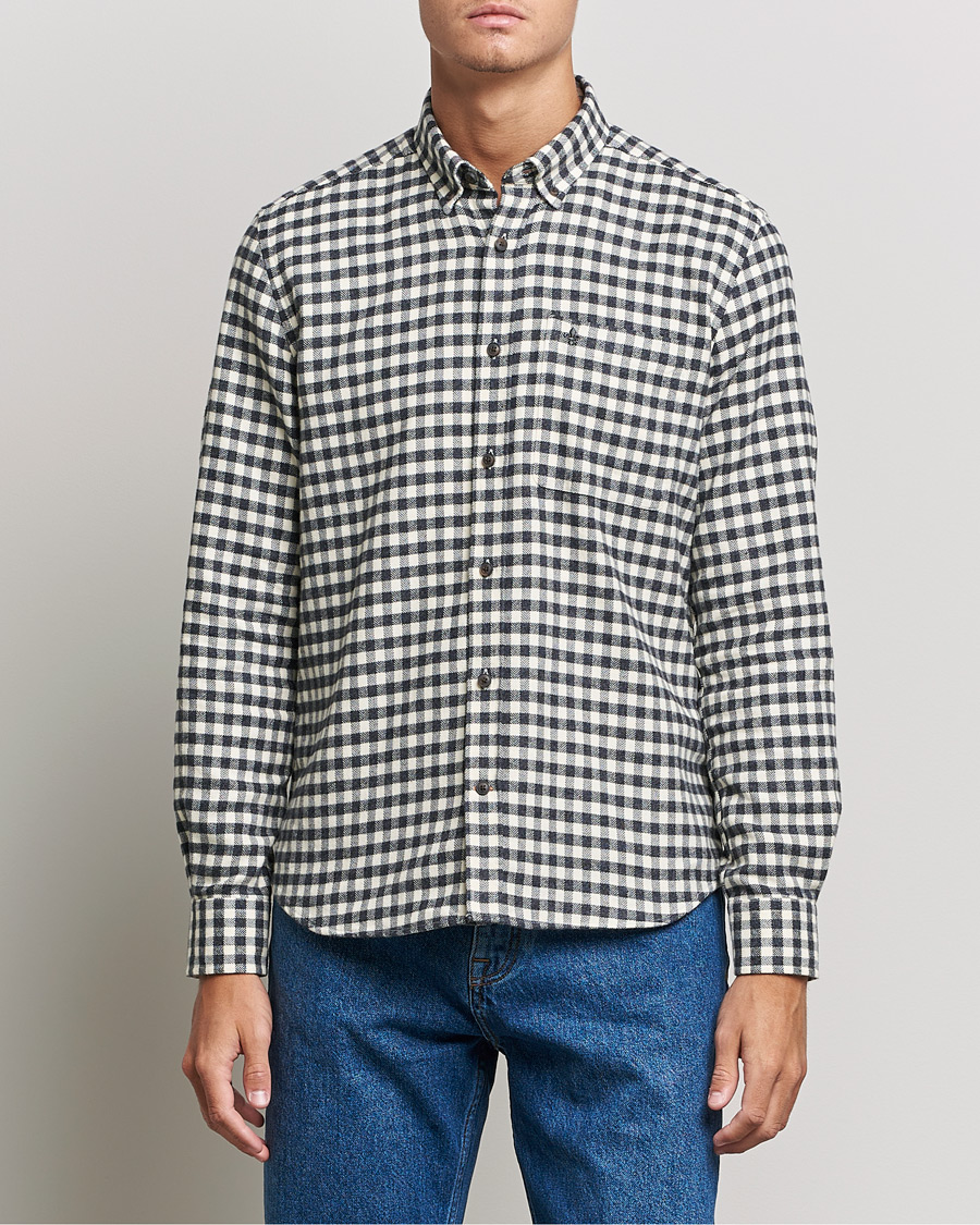 Uomini | Camicie | Morris | Brushed Twill Checked Shirt Grey/White