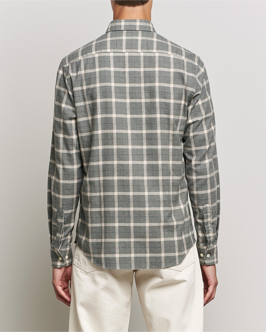 Uomini | Camicie | Morris | Brushed Flannel Checked Shirt Light Grey