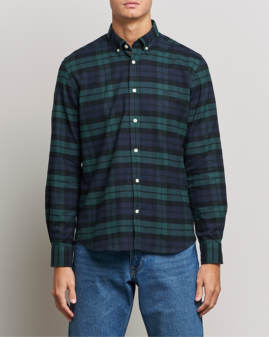 Uomini | Camicie | Morris | Brushed Flannel Checked Shirt Blackwatch
