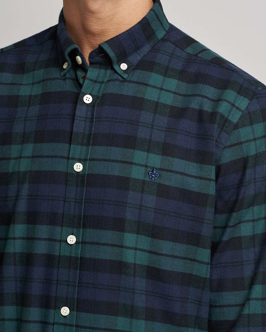 Uomini | Camicie | Morris | Brushed Flannel Checked Shirt Blackwatch