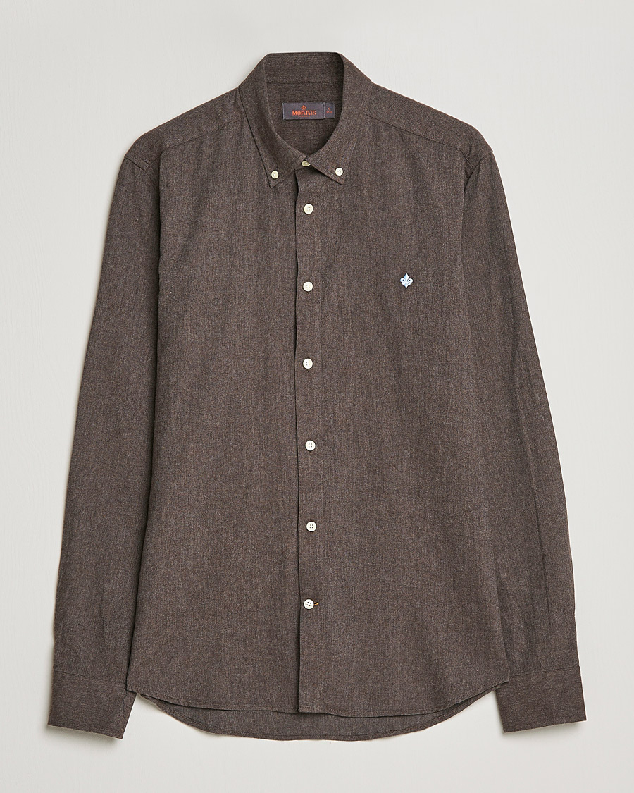 Uomini | Camicie | Morris | Watts Flannel Button Down Shirt Dark Brown