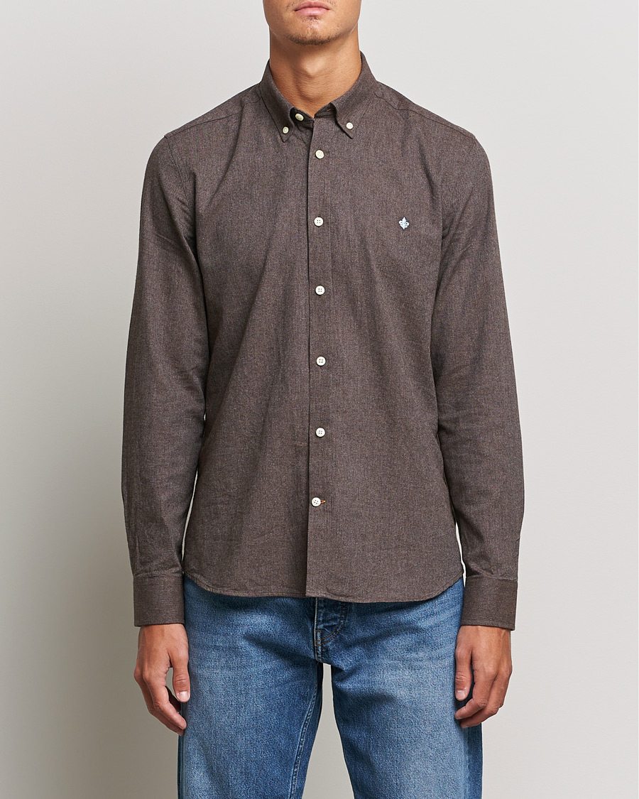 Uomini | Camicie | Morris | Watts Flannel Button Down Shirt Dark Brown