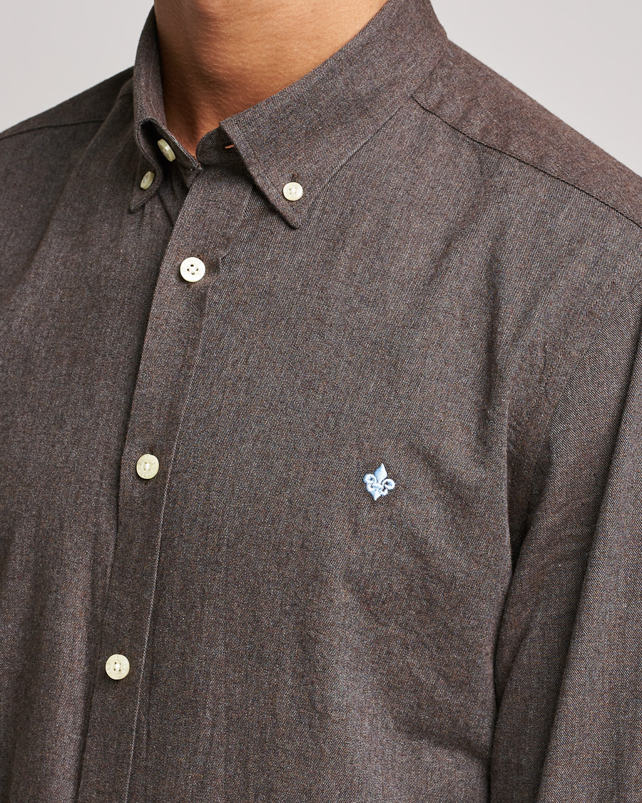 Uomini | Camicie | Morris | Watts Flannel Button Down Shirt Dark Brown