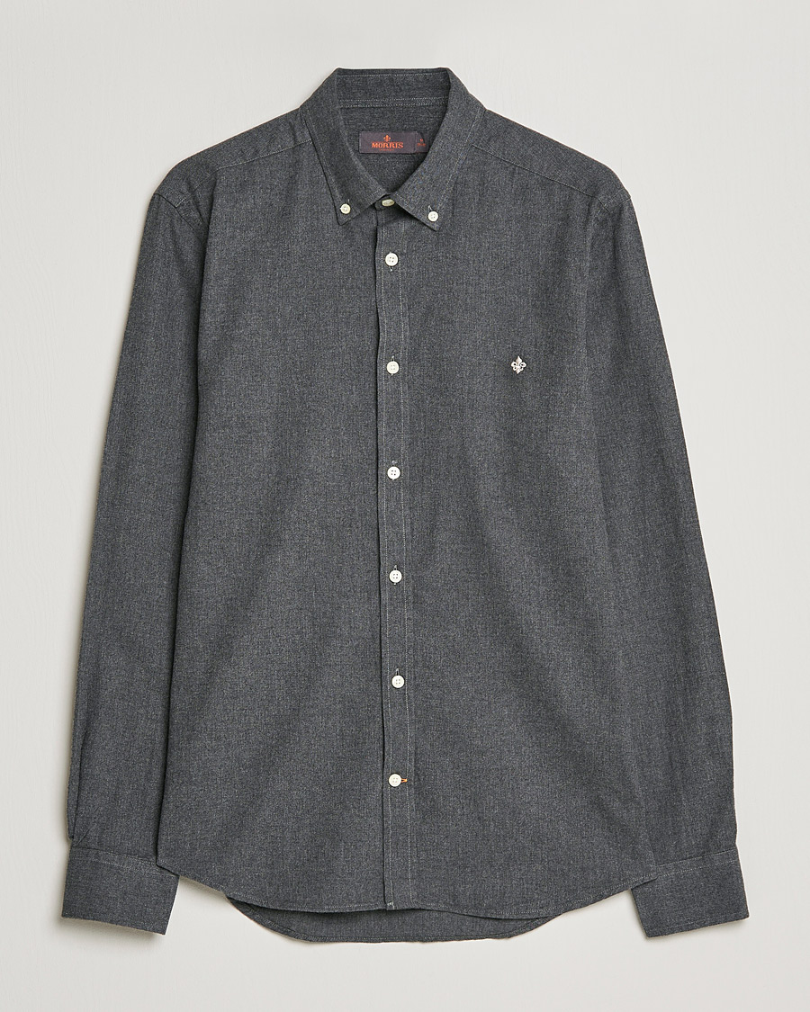 Uomini | Camicie | Morris | Watts Flannel Button Down Shirt Dark Grey