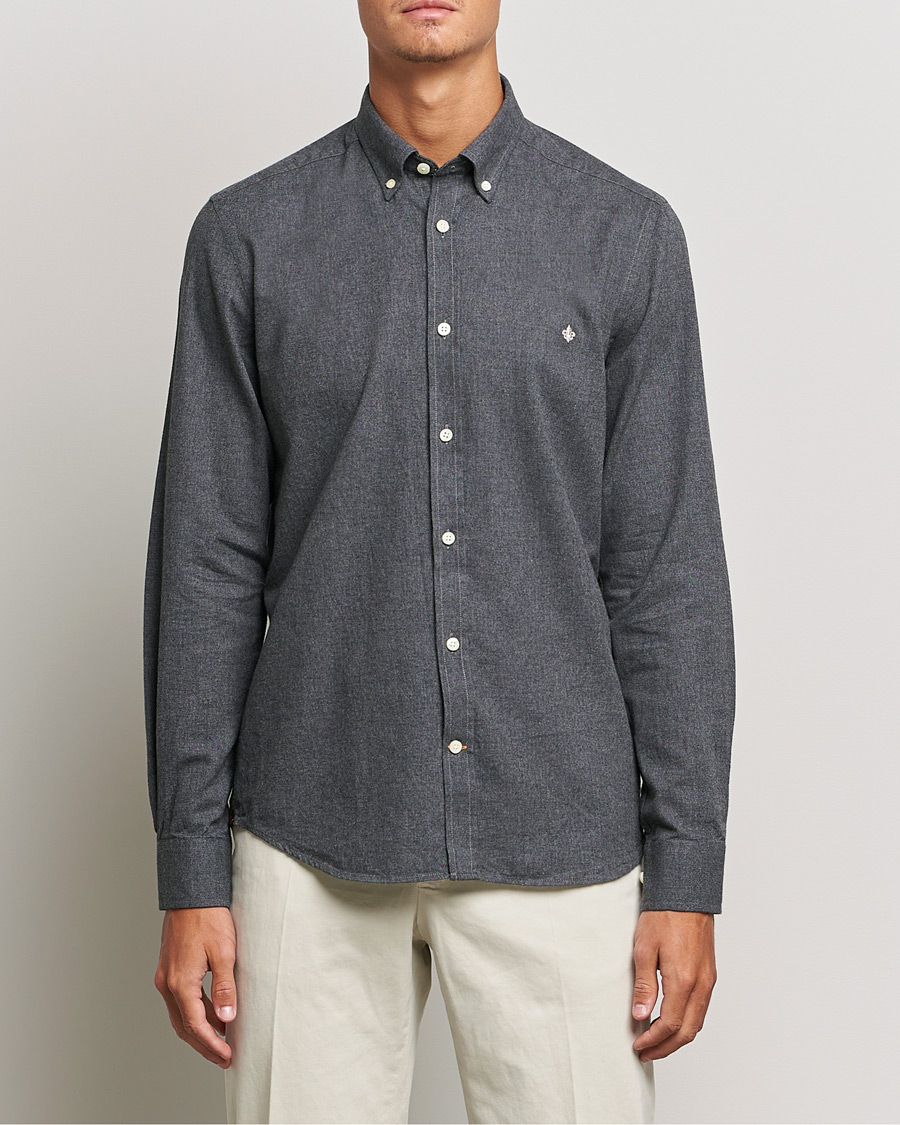 Uomini | Camicie | Morris | Watts Flannel Button Down Shirt Dark Grey