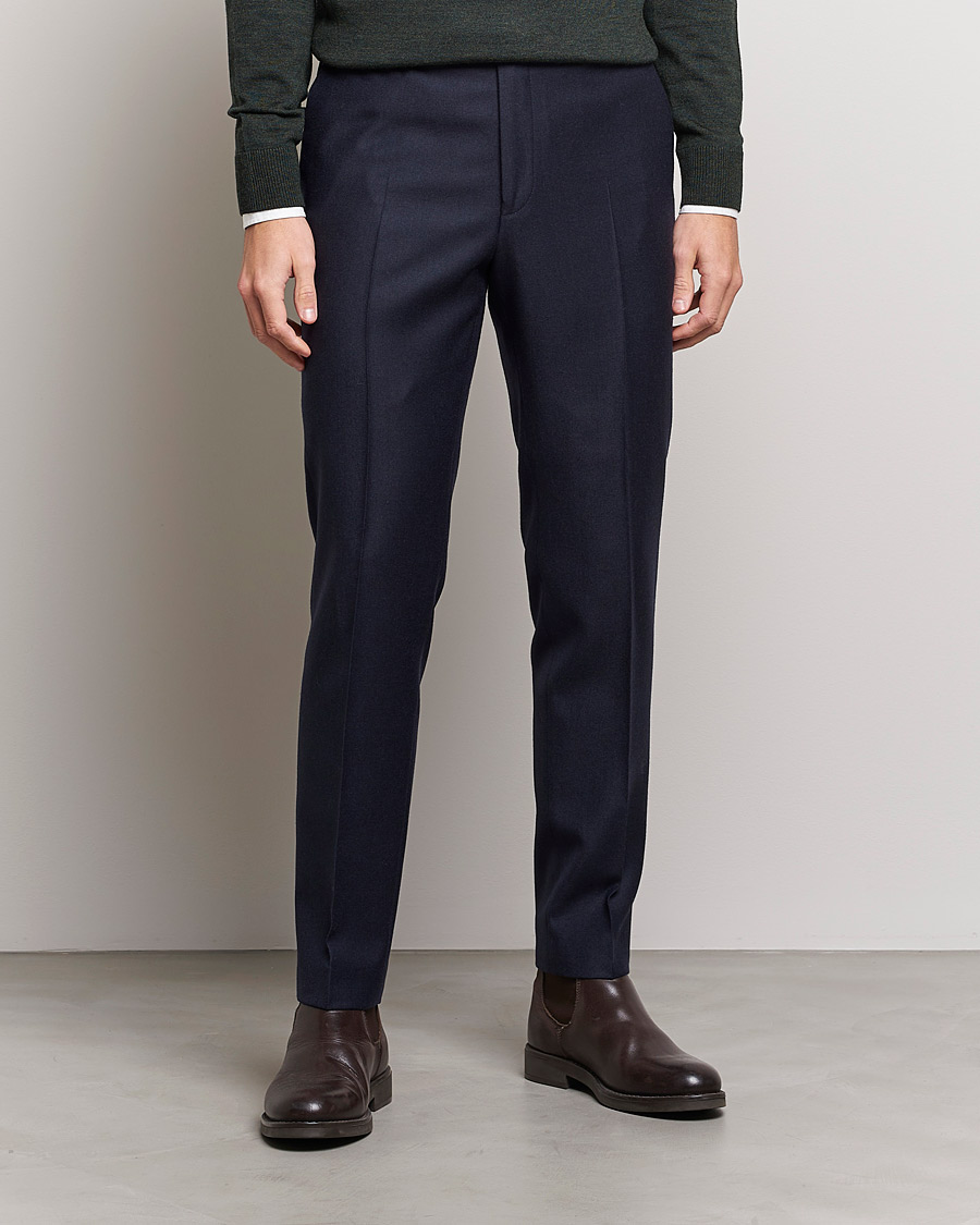 Uomini | Pantaloni | Morris | Bobby Flannel Trousers Navy