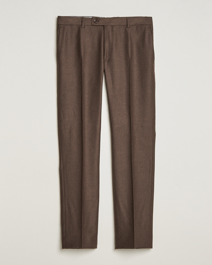 Uomini | Pantaloni | Morris | Bobby Flannel Trousers Brown