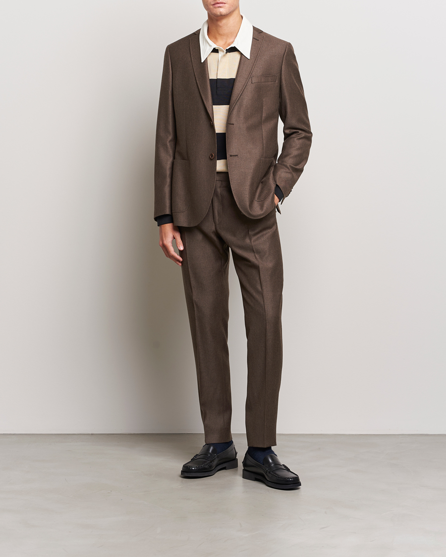 Uomini | Pantaloni | Morris | Bobby Flannel Trousers Brown