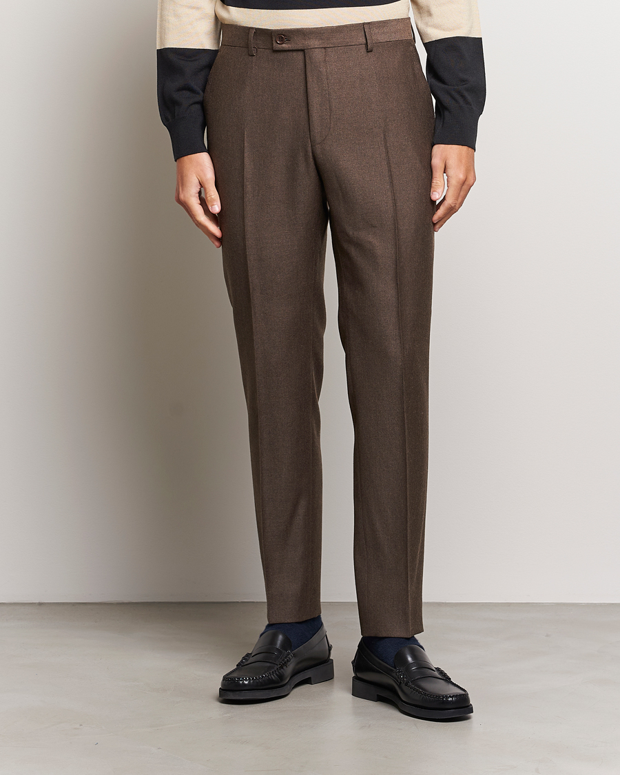 Uomini | Pantaloni | Morris | Bobby Flannel Trousers Brown