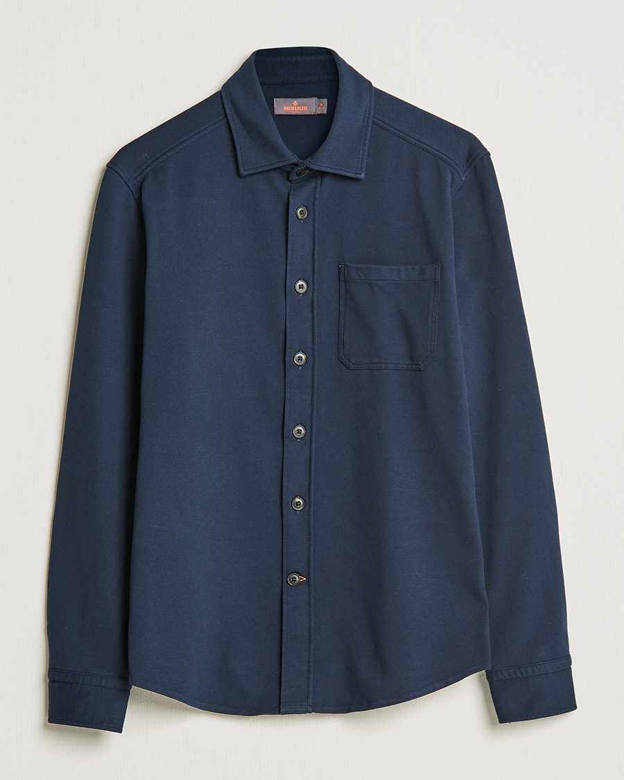 Uomini | Camicie | Morris | Cotton Jersey Overshirt Navy