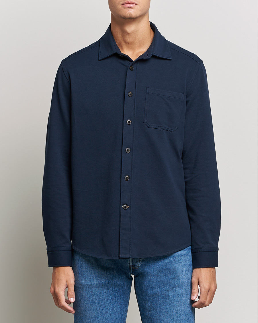Uomini | Camicie | Morris | Cotton Jersey Overshirt Navy