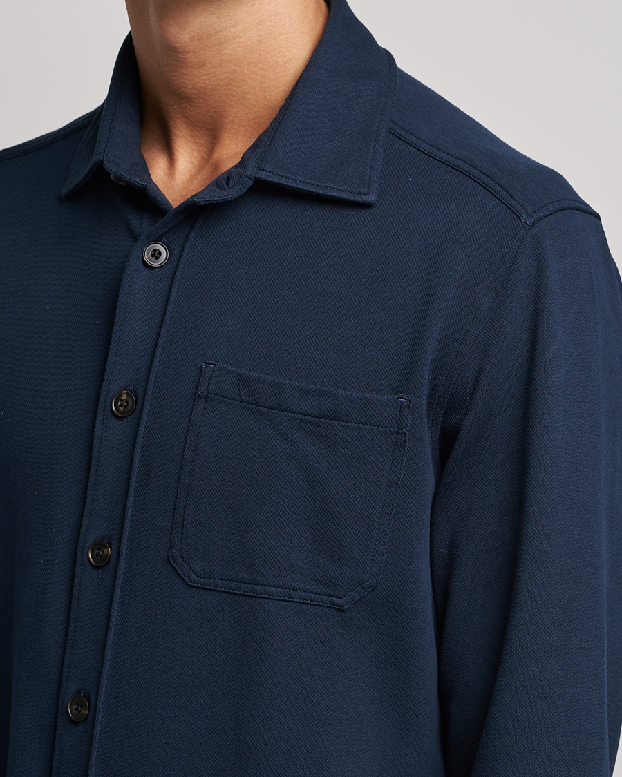 Uomini | Camicie | Morris | Cotton Jersey Overshirt Navy