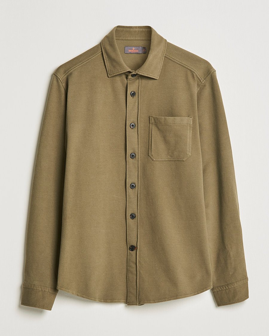 Uomini | Camicie | Morris | Cotton Jersey Overshirt Olive