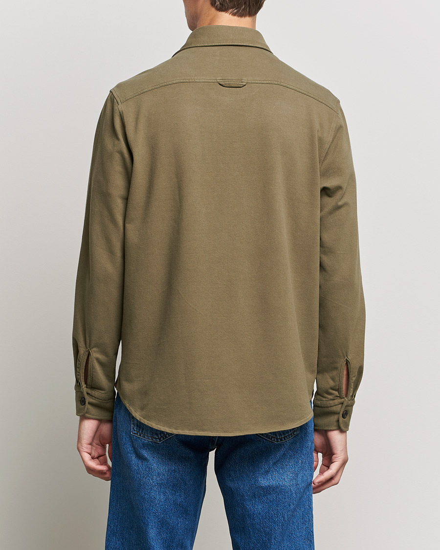 Uomini | Camicie | Morris | Cotton Jersey Overshirt Olive