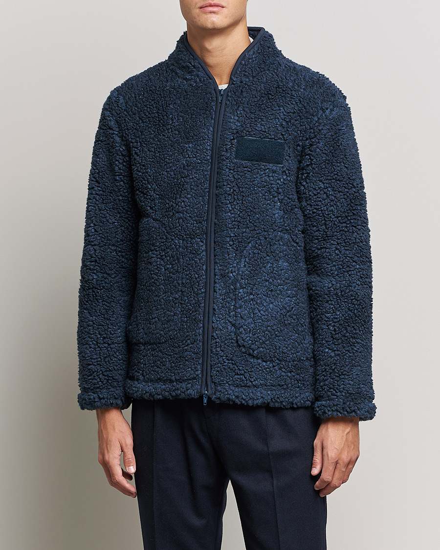Uomini | Maglieria | NN07 | Morten Fleece Full Zip Sea Blue