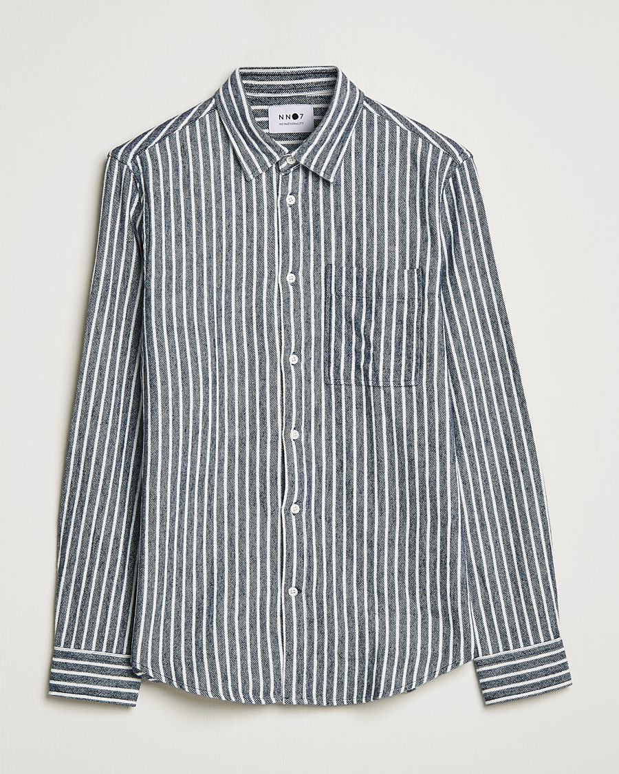 Uomini | Camicie | NN07 | Arne Flannel Striped Shirt Blue/White