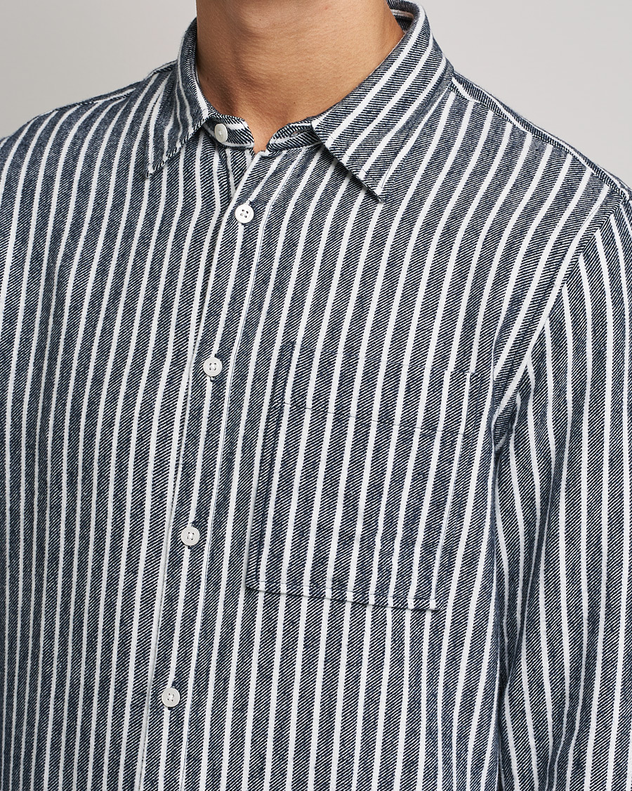 Uomini | Camicie | NN07 | Arne Flannel Striped Shirt Blue/White
