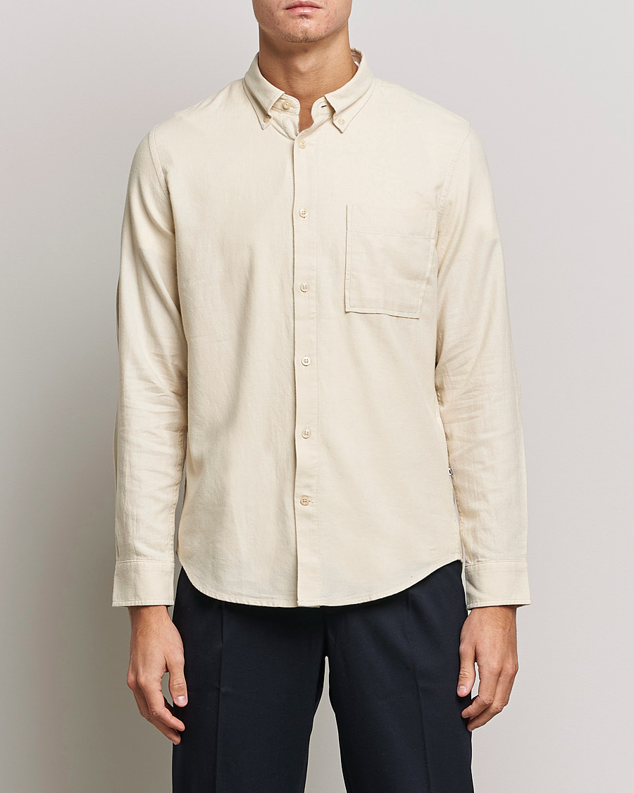 Uomini | Camicie | NN07 | Arne Brushed Flannel Shirt Ecru