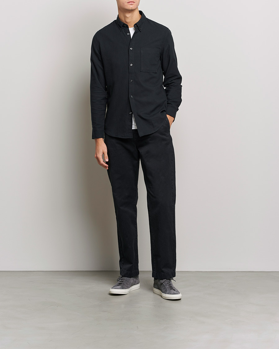 Uomini | Camicie | NN07 | Arne Brushed Flannel Shirt Black