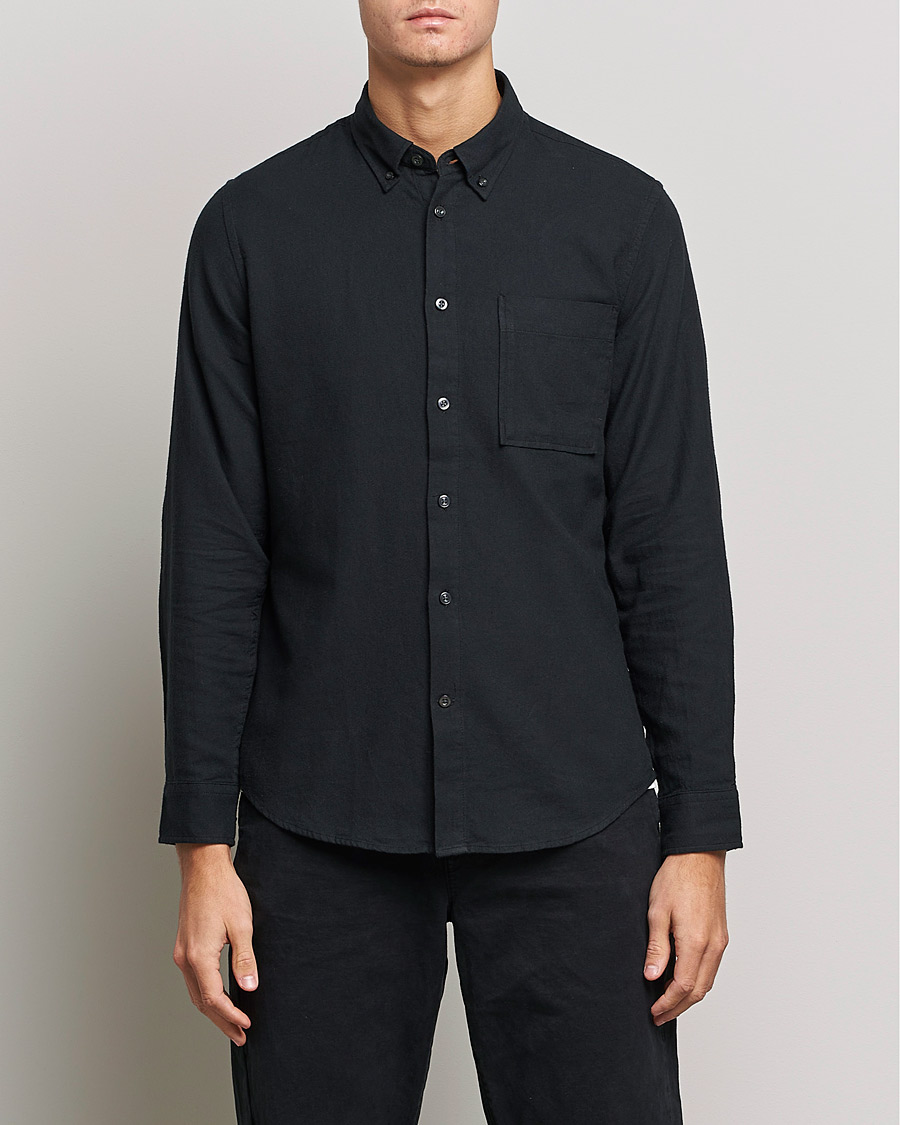 Uomini | Camicie | NN07 | Arne Brushed Flannel Shirt Black