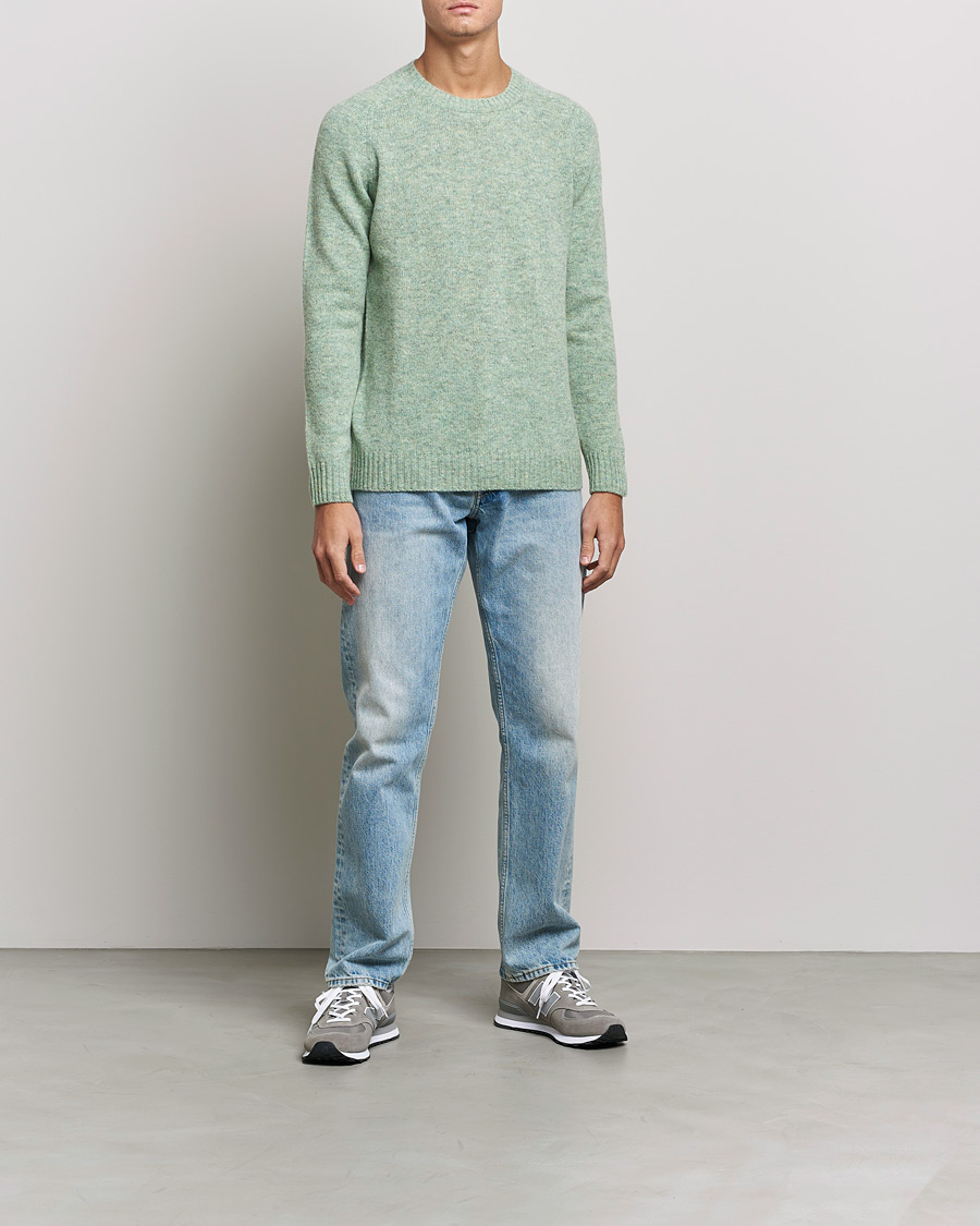 Uomini | Maglieria | NN07 | Nathan Brushed Crew Neck Dusty Green
