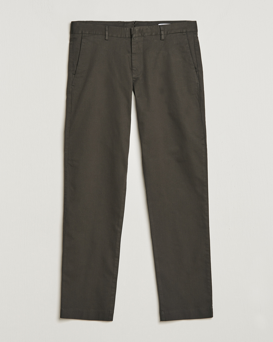 Uomini | Pantaloni | NN07 | Theo Regular Fit Stretch Chinos Dark Army
