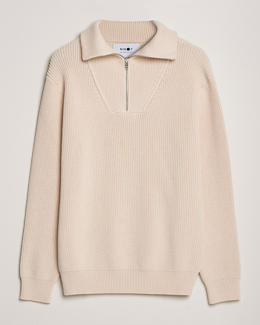 Uomini | Maglieria | NN07 | Roman Merino Heavy Knitted Half Zip Off White