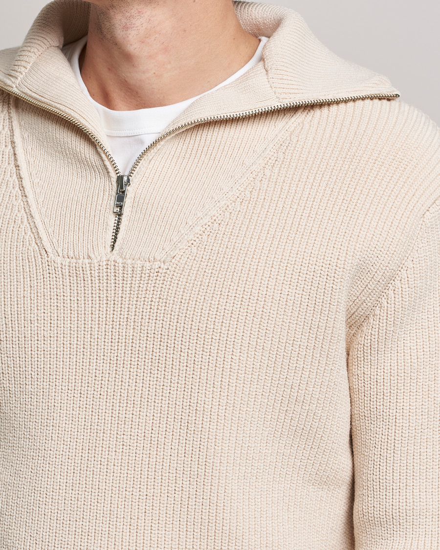 Uomini | Maglieria | NN07 | Roman Merino Heavy Knitted Half Zip Off White