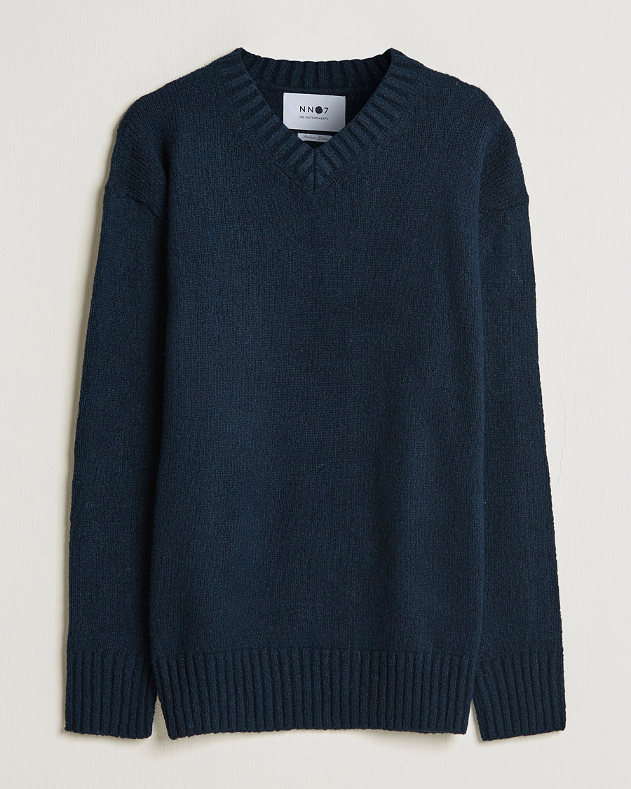 Uomini | Maglieria | NN07 | Grayson Knitted V-Neck Sweater Navy