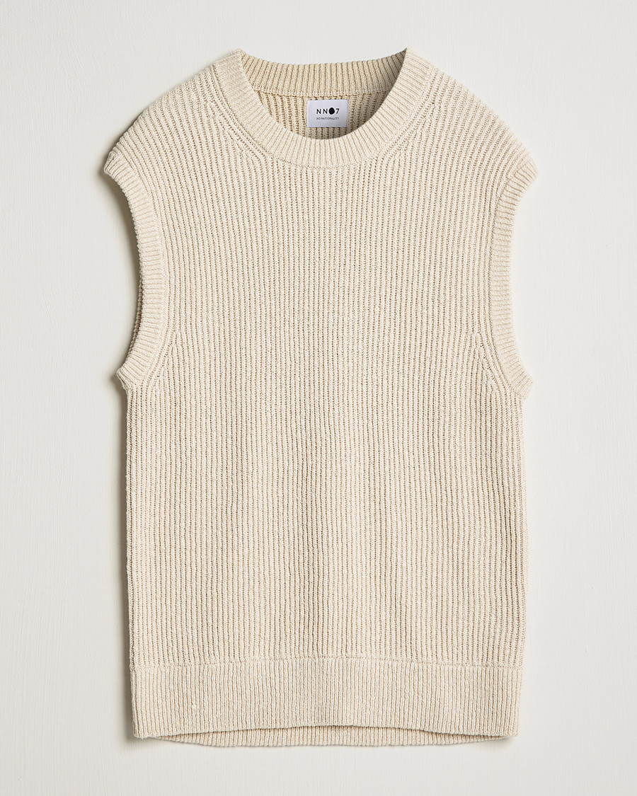 Uomini | Maglieria | NN07 | Jesse Ribbed Knited Vest Ecru