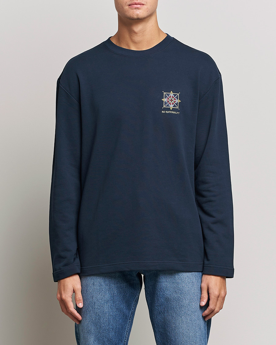 Uomini | T-shirt | NN07 | Alan Heavy Logo Long Sleeve T-Shirt Navy